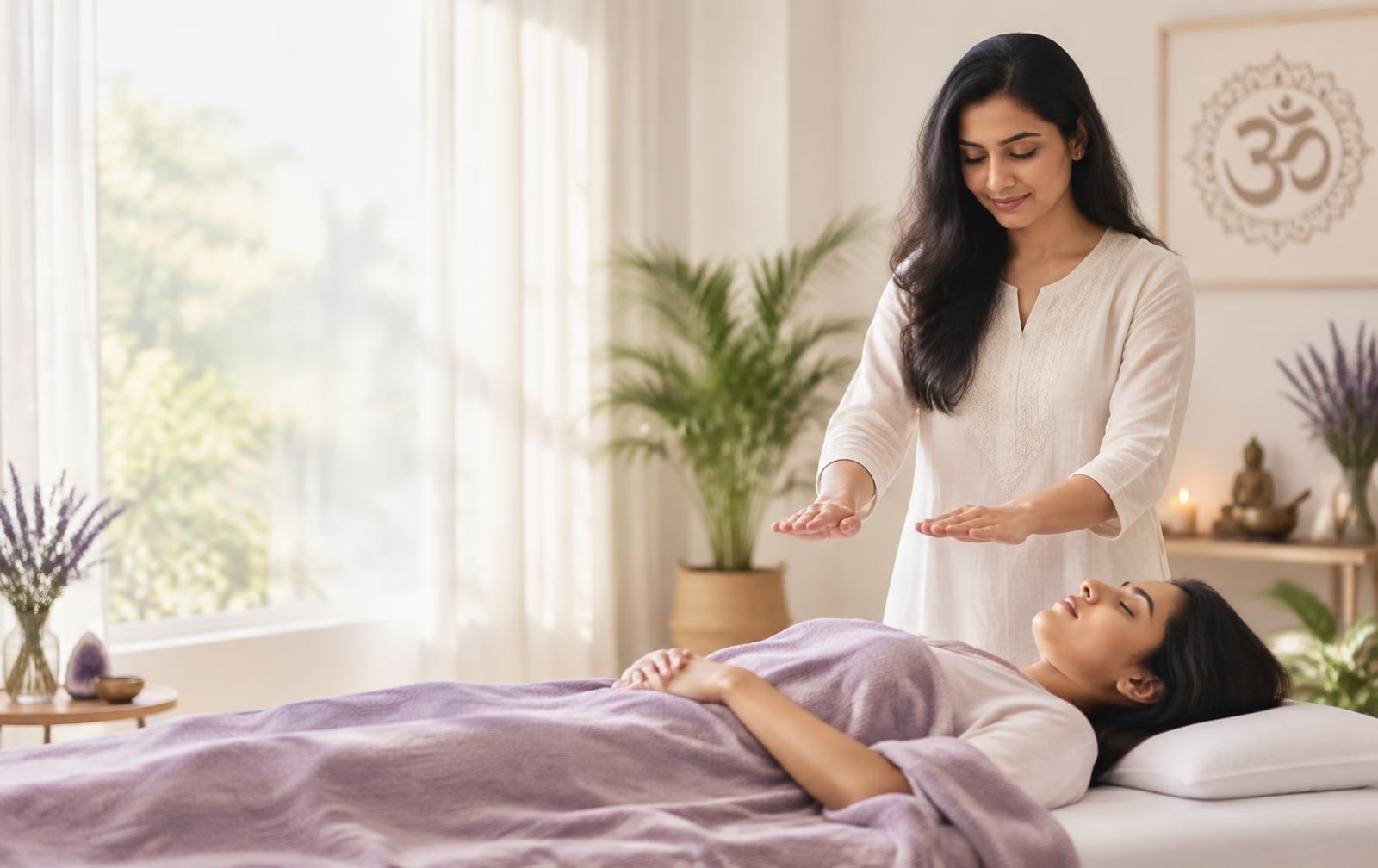 A calm Reiki healing session